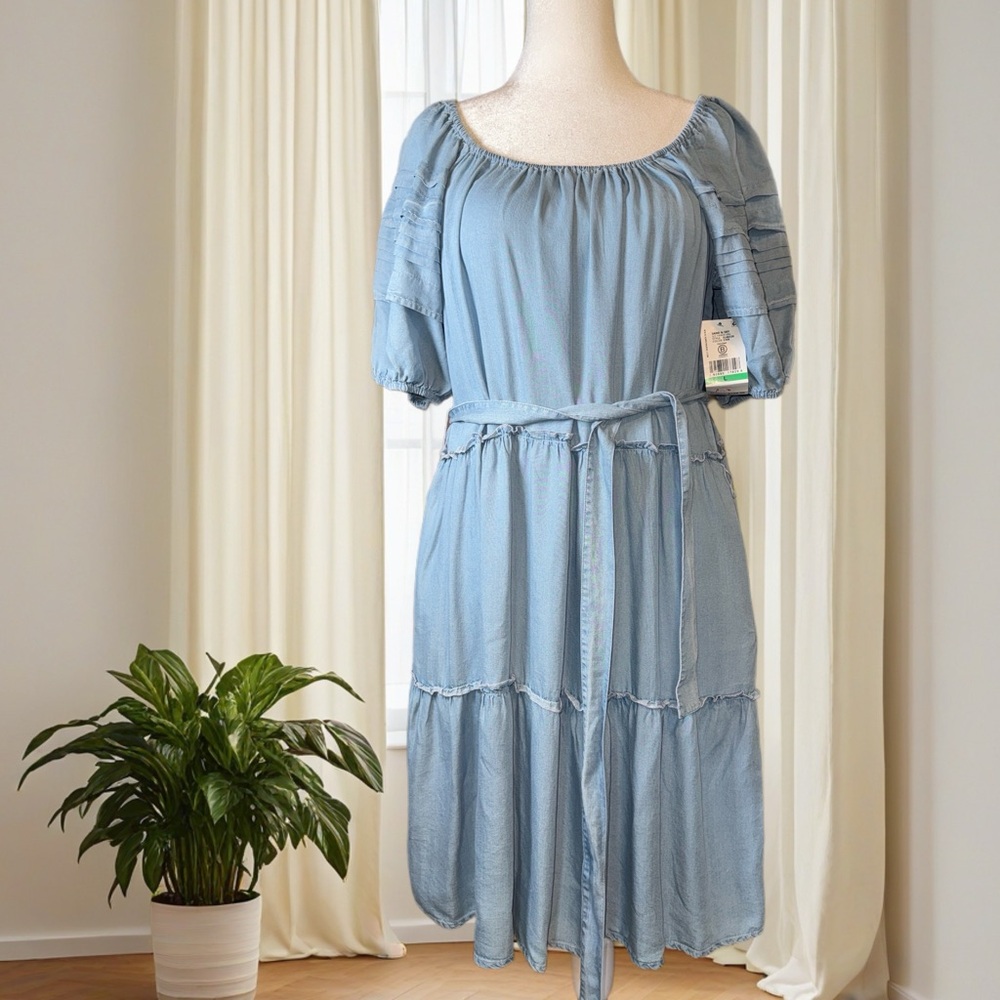 Karen Kane Light Blue Tiered Midi Dress – Size Large – NWT